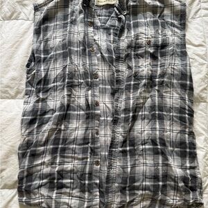 Big Buddha Black and White Plaid Sleeveless Shirt